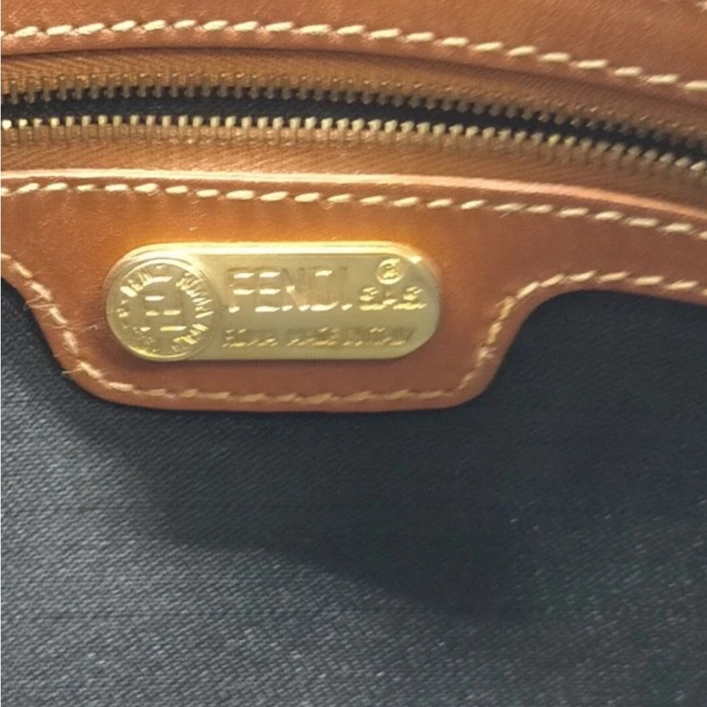 Fendi Striped Canvas Shoulder Bag in Black And Brown - Picture 10 of 10